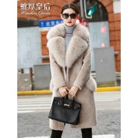 憨厚皇后 羊皮毛一体外套女长款新款狐狸毛羊羔毛皮草大衣 GY