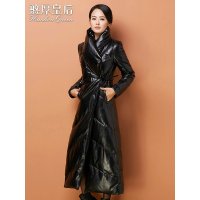 憨厚皇后 新款海宁真皮皮衣女加长款修身绵羊皮羽绒服外套