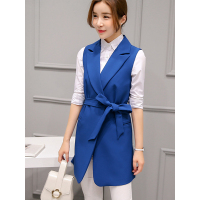 缔五季韩范西装款系带中长马甲外套西装简约气质西服279RX