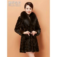 憨厚皇后 新款海宁貂皮大衣女长款狐狸领水貂皮草外套