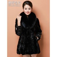 憨厚皇后 新款海宁貂皮大衣女中长款狐狸毛水貂皮草外套