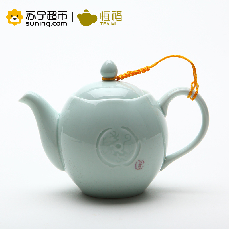 恒福 TEA MiLL 陶瓷整套茶具越窑龙泉青瓷秘色釉 一壶二杯一托盘高清大图