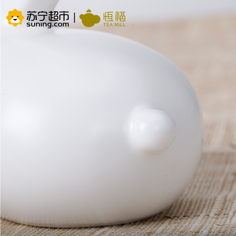 恒福陶瓷茶道配件茶宠定窑白瓷家居创意兔子摆件