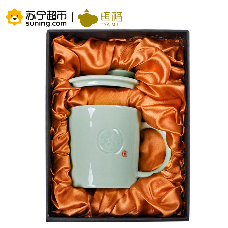 恒福TEA MiLL 陶瓷 马克杯个人杯办公室青瓷茶杯茶具茶隔过滤茶叶 送礼茶杯越窑古意