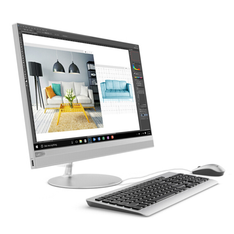 联想(Lenovo)AIO520-22 21.5英寸商用办一体机电脑(G3930T 4G 1T 集显 银色 Win10)高清大图