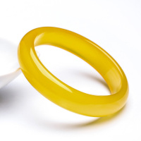 宝萃银楼 天然黄玉髓窄版玛瑙手镯