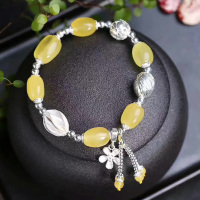 宝萃银楼 足银配天然蜜蜡原创手工艺手链