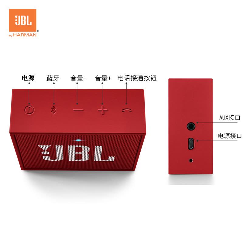 JBL GO 音乐金砖 蓝牙小音箱 音响 低音炮 便携迷你音响 音箱 魂动红图片