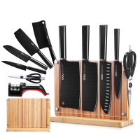 OOU黑刃刀具7件套不锈钢水果刀厨师菜刀磨刀器厨房实用组合