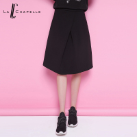 拉夏贝尔2017秋新款显瘦针织百褶拉链修身半身裙10008286