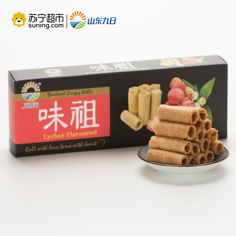 九日(JIUR) 进口饼干 九日三丝卷荔枝味饼干75g 泰国进口