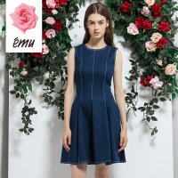 emu/依妙红玫瑰新款秋季新品时尚休闲牛仔无袖连衣裙X型蓬蓬裙女