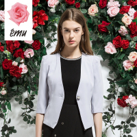 emu/依妙emu红玫瑰秋冬时尚休闲七分袖一粒扣宽松梭织外套女_HII88
