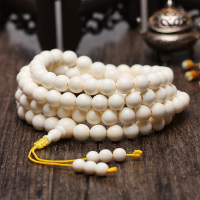 凝萃 天然猛犸象牙108颗佛珠手链手串8mm 附鉴定证书