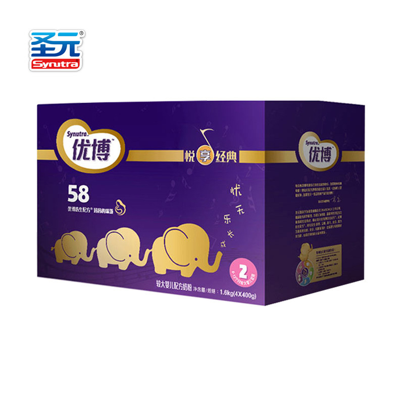 [悦享经典]圣元(Synutra) 优博58 优博奶粉2段(6-12个月)1600g四联包盒