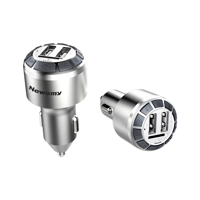 纽曼(Newsmy) 蓝牙车载MP3播放器 C53银色 智能云车载充电器 蓝牙TF卡 U盘播放器 大家新年好