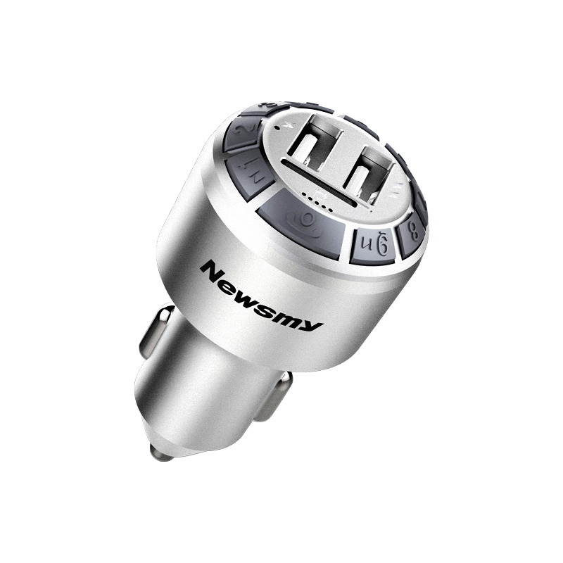 纽曼(Newsmy) 蓝牙车载MP3播放器 C53银色 智能云车载充电器 蓝牙TF卡 U盘播放器 大家新年好