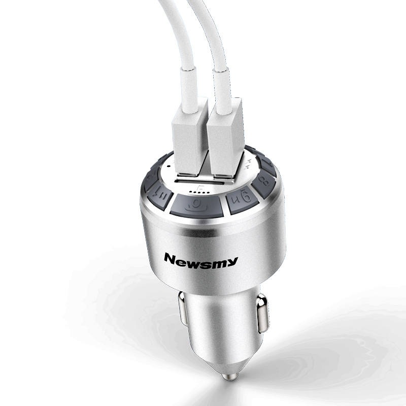 纽曼(Newsmy) 蓝牙车载MP3播放器 C53银色 智能云车载充电器 蓝牙TF卡 U盘播放器 大家新年好