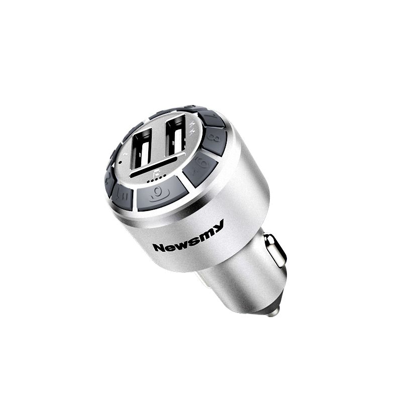 纽曼(Newsmy) 蓝牙车载MP3播放器 C53银色 智能云车载充电器 蓝牙TF卡 U盘播放器 大家新年好