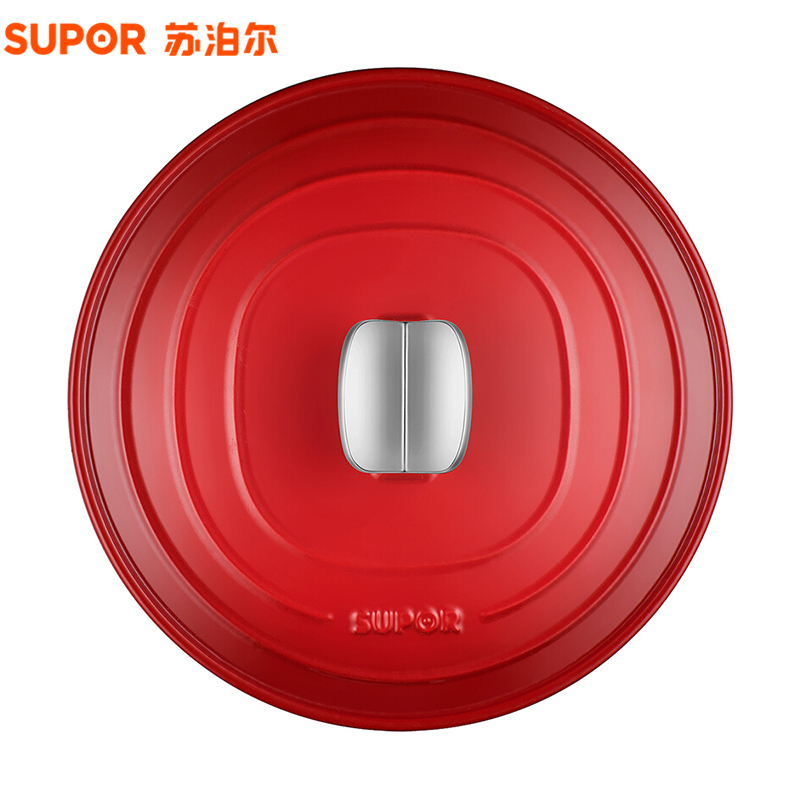 苏泊尔(SUPOR)珐琅铸铁锅·多功能炖锅 樱桃红 炖锅26cm珐琅铸铁锅电磁炉燃气不粘汤锅 FLT26A2