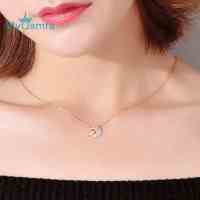 MYQAMRA18K玫瑰金日月星辰仿真钻项链 女锁骨链日韩版生日礼物