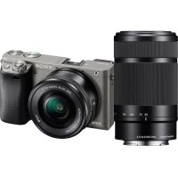 索尼(SONY)ILCE A6000灰色(16-50+55-210)数码微单相机 双镜头套装 约2430万像素