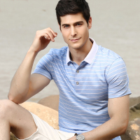 花花公子贵宾夏季新款短袖T恤 男士中青年衣服条纹Polo衫修身上衣Ltdssw201701