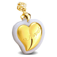 印象眸金镶玉翡翠心形吊坠情侣款心形挂件