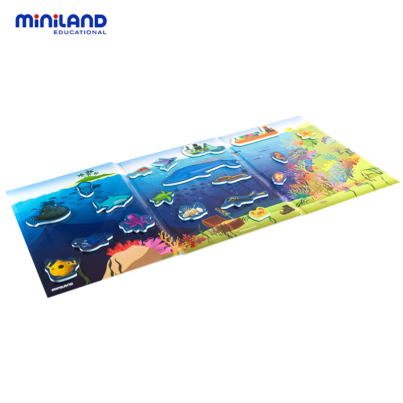 miniland 儿童益智玩具 创意磁贴拼图游戏 31973海洋探险磁力贴