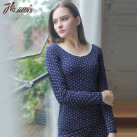 顶瓜瓜秋衣保暖内衣女 棉质圆领修身碎花内衣秋衣秋裤套装_XMa58