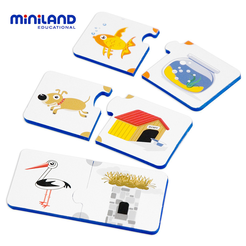 miniland 儿童益智玩具 早教启智立体拼图 36051动物住在哪
