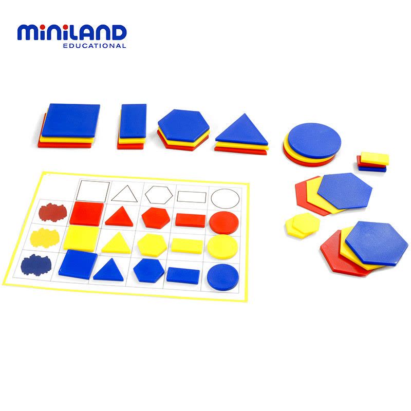 miniland 儿童益智玩具 早教教具立体拼图七巧板 95042认识形状图片
