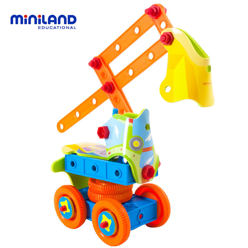 miniland 儿童益智玩具 积木拼插男孩玩具3-6岁 32653柔性拼装小车