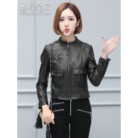 憨厚皇后 真皮皮衣女短款冬季新款海宁修身机车绵羊皮外套 AC