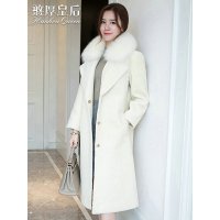 憨厚皇后 2017秋冬季新款海宁皮草羊剪绒大衣女中长款修身外套AY