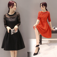 显瘦修身甜美2017年秋季时尚简约潮流百搭连衣裙套裙