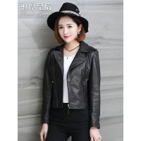 憨厚皇后 2017春秋季新款海宁真皮皮衣女 短款绵羊皮机车外套 AC