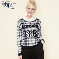 反季秋壳秋装落圆领肩袖套头毛衣女上衣