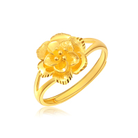 雅宝福黄金戒指女士夏花戒指情人节礼物
