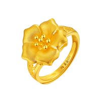 雅宝福黄金戒指女士梅花戒指情人节礼物