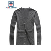 AEMAPE苹果 羊毛衫男士秋季2017新款休闲100%羊毛开衫