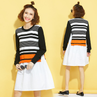 初逊欧美风大码女显瘦针织衬衫纯棉舒适柔软百搭大摆毛衣裙