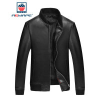 AEMAPE美国苹果 真皮皮衣男士棒球领绵羊皮夹克外套2017新款