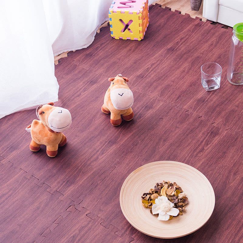 Meitoku明德泡沫地垫仿木纹拼接地板客厅PE爬行垫儿童游戏垫 深色木纹60*1.9cm(4片/包)3个月以上图片