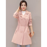 丝柏舍2017年秋季新款女纯色双排扣气质修身中长款风衣S73R0107F
