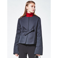 CBI014HE气质简约飘带装饰常规款棉外套