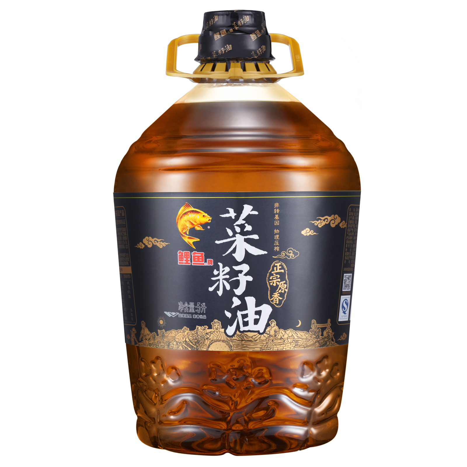 鲤鱼牌 正宗原香菜籽油5L(非转压榨)*4桶高清大图