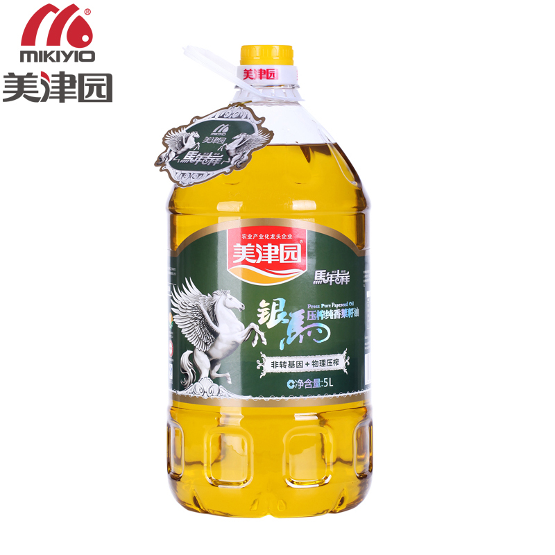 美津园粮油食用油 压榨纯香菜籽油 天然食用植物油 银马5L