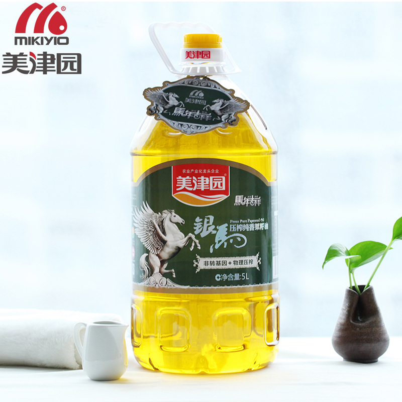 美津园粮油食用油 压榨纯香菜籽油 天然食用植物油 银马5L