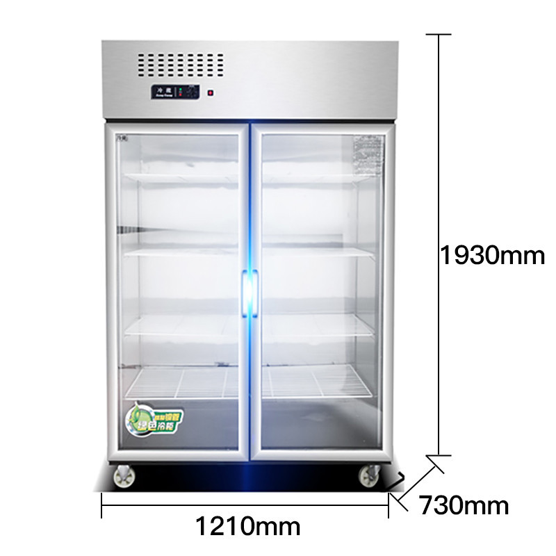 迈玮MW 双门冰箱 商用双门冰箱 厨房双门冰柜 餐厅双门冷柜操作台立式冷柜冷藏冷冻保鲜柜 侧开门 双玻璃门冰柜